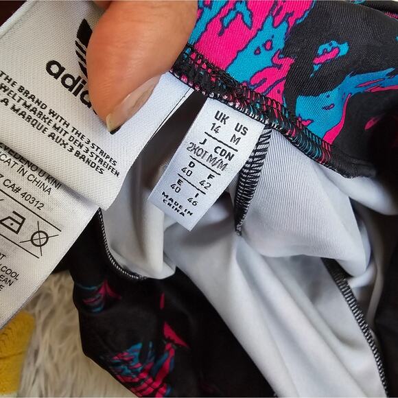 Adidas Women's Floral Pink And Blue All Over Print Tech Leggings Medium - Picture 10 of 14